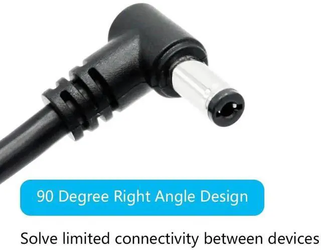 Alt view image 5 of 7 - 4Pcs 3FT 18AWG Right Angle DC5521 Male Power Pigtail Cable, 5.5x2.1mm 90 Degree DC Plug to 2 Pin Bare Wire Open End Cord for Power Supply Repair Replacement