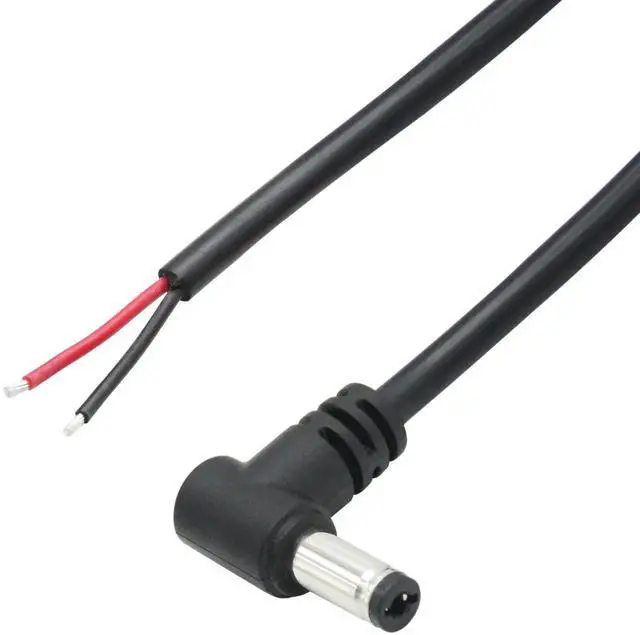 Alt view image 4 of 7 - 4Pcs 0.5M 18AWG Right Angle DC5521 Male Pigtail Cable, 5.5x2.1mm 90 Degree DC Plug to 2 Pin Bare Wire Cord for DC Power Repair Replacement