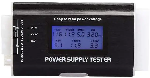 Main image of ATX Power Supply Tester, 20/24 Pin LCD PC PSU Tester with SATA P4 Dual CPU PCI-E 6Pin HDD Floppy Connector