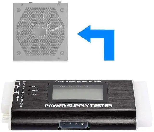 Alt view image 3 of 7 - ATX Power Supply Tester, 20/24 Pin LCD PC PSU Tester with SATA P4 Dual CPU PCI-E 6Pin HDD Floppy Connector