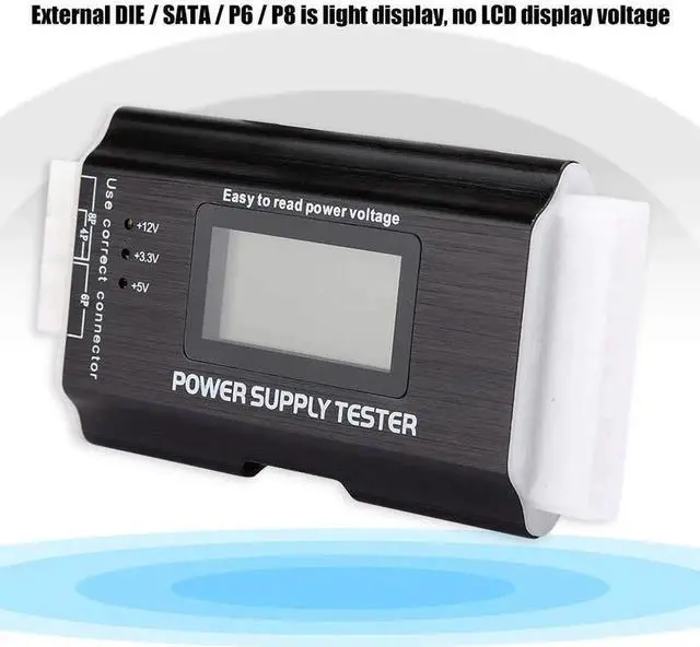 Alt view image 4 of 7 - ATX Power Supply Tester, 20/24 Pin LCD PC PSU Tester with SATA P4 Dual CPU PCI-E 6Pin HDD Floppy Connector