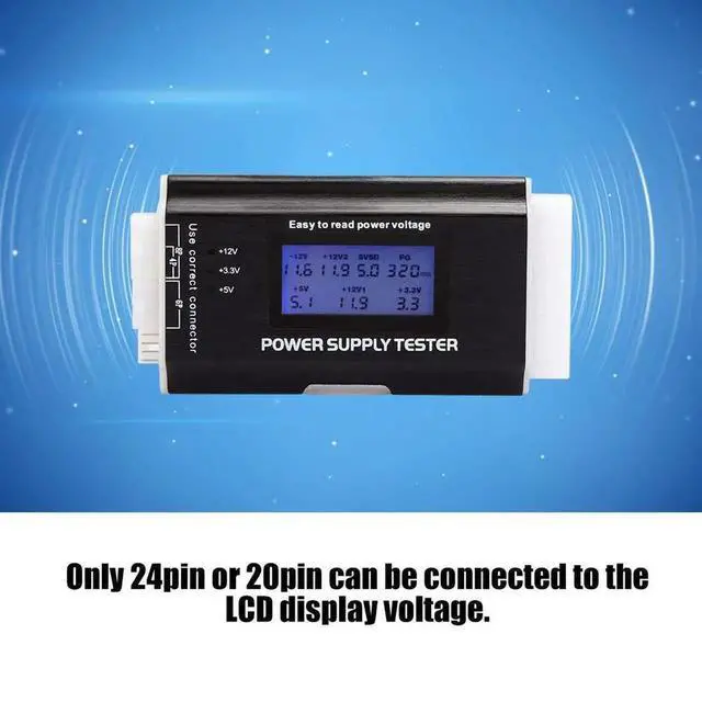 Alt view image 6 of 7 - ATX Power Supply Tester, 20/24 Pin LCD PC PSU Tester with SATA P4 Dual CPU PCI-E 6Pin HDD Floppy Connector