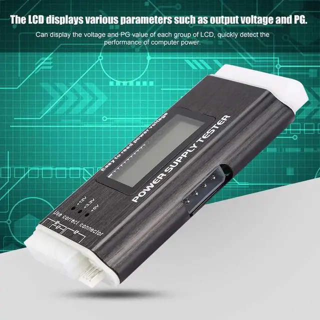 Alt view image 7 of 7 - ATX Power Supply Tester, 20/24 Pin LCD PC PSU Tester with SATA P4 Dual CPU PCI-E 6Pin HDD Floppy Connector