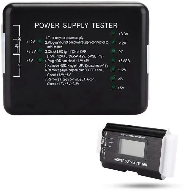 Alt view image 5 of 7 - ATX Power Supply Tester, 20/24 Pin LCD PC PSU Tester with SATA P4 Dual CPU PCI-E 6Pin HDD Floppy Connector
