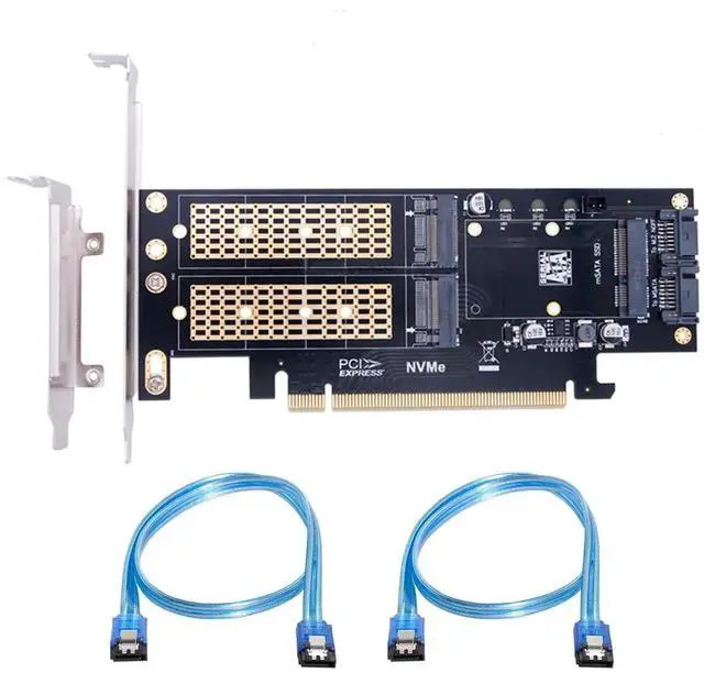 Alt view image 5 of 7 - 3-in-1 PCIe 3.0 Adapter Card, Dual SATA to NGFF NVMe MSATA M-Key B/M-Key SSD Converter Card