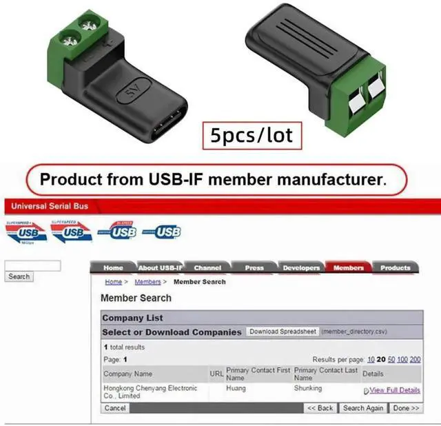 Alt view image 4 of 7 - 5Pcs Type-C Female OTG to 2Pin Terminal Adapter, Solderless USB-C DC 5V USB2.0 Fast Charge Connector for DIY Repair Wiring