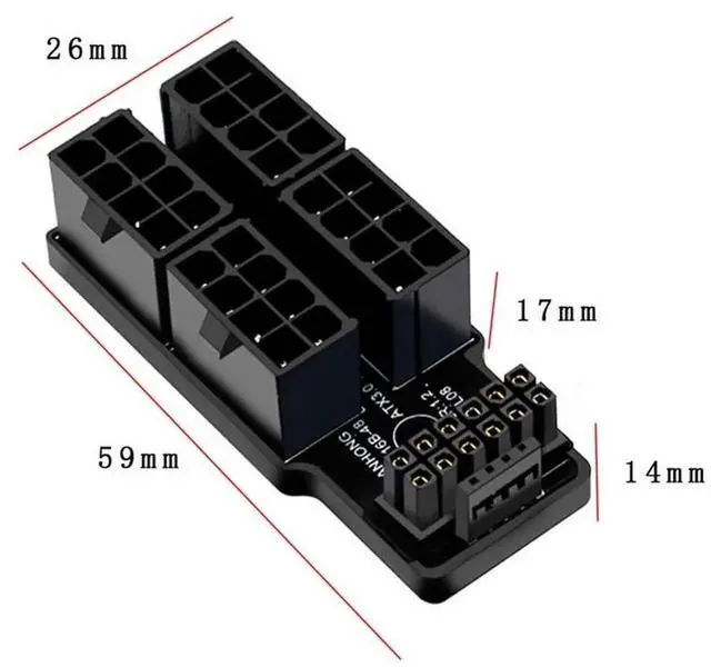 Alt view image 2 of 7 - 90 Degree Up Angled 16Pin 12VHPWR to 4X8Pin PCIe 5.0 Power Adapter, GPU Power Connector for RTX 4080 5090Ti