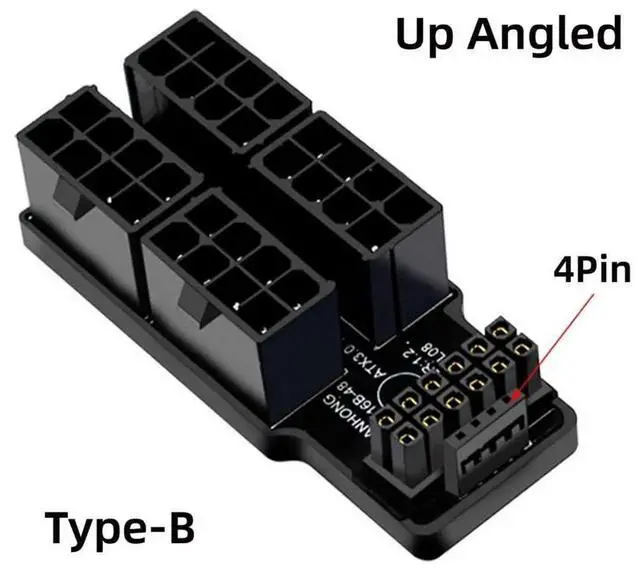 Alt view image 6 of 7 - 90 Degree Up Angled 16Pin 12VHPWR to 4X8Pin PCIe 5.0 Power Adapter, GPU Power Connector for RTX 4080 5090Ti