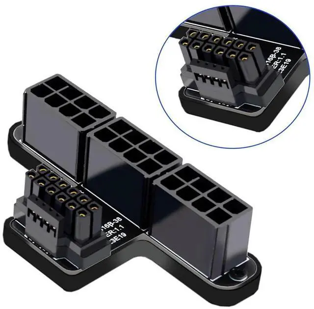 Alt view image 5 of 7 - 90 Degree Up Angled 12VHPWR to 3×8Pin ATX Power Adapter, ATX3.0 PCIe5.0 GPU Connector for RTX 4080 5090Ti 12+4Pin Graphics Card