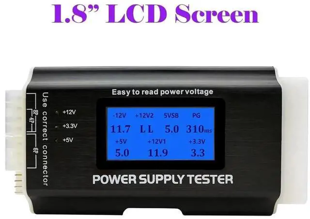 Alt view image 3 of 4 - 1.8 Inch LCD PC Power Supply Tester, Aluminum Alloy Shell ATX ITX 20/24 Pin PSU Diagnostic Tester with IDE SATA HDD Multiple Interfaces