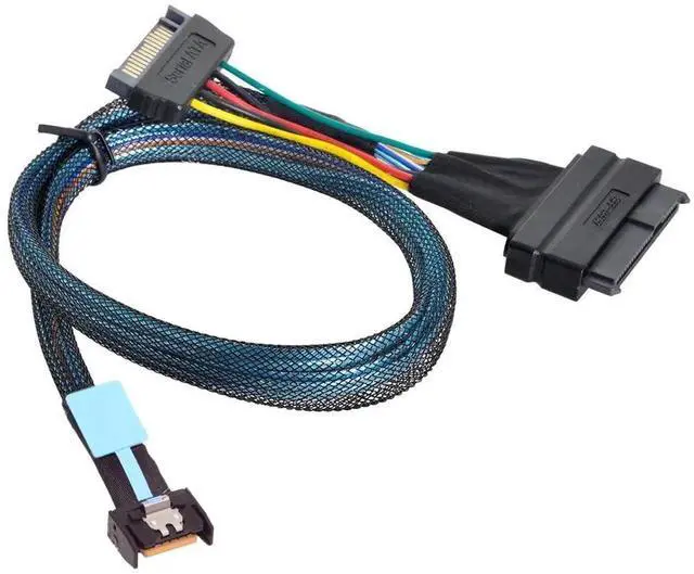 Main image of 50CM PCIe 5.0 MCIO 4X to U.2 SFF-8639 Cable, Mini Cool Edge IO to NVMe SSD Data Cable for Motherboard