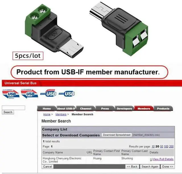 Alt view image 3 of 7 - 5Pcs Micro USB 5Pin Male to 2Pin Terminal Solderless Adapter, DC5V USB2.0 Fast Charging DIY Power Repair Connector Kit