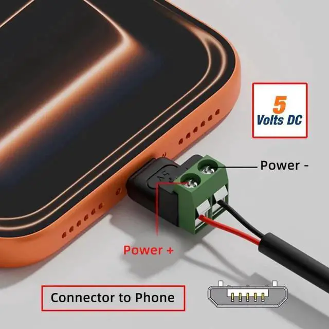 Alt view image 6 of 7 - 5Pcs Micro USB 5Pin Male to 2Pin Terminal Solderless Adapter, DC5V USB2.0 Fast Charging DIY Power Repair Connector Kit