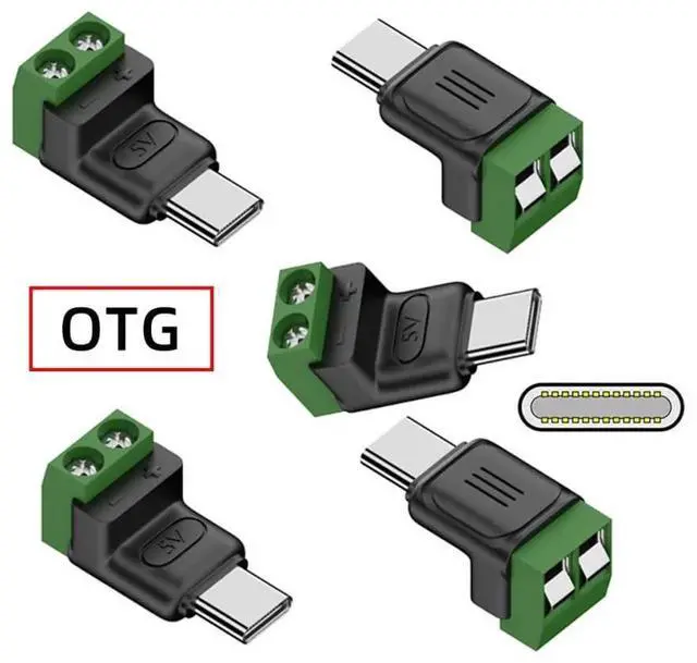 Alt view image 6 of 7 - 5Pcs Type-C Male To 2Pin Terminal Solderless Adapter, DC 5V USB2.0 OTG Fast Charging DIY Power Repair Connector Kit