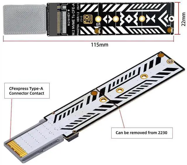 Alt view image 4 of 7 - CFexpress Type A to M.2 NVMe M-Key Adapter Kit, CFA Memory Card Converter Support 2230 2240 2260 2280 SSD PCIe Expansion for Camera 8K RAW Recording
