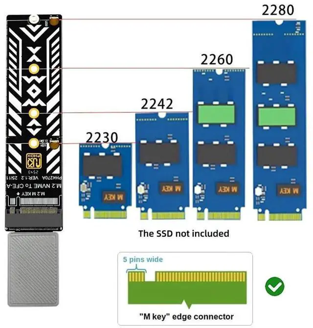Alt view image 2 of 7 - CFexpress Type A to M.2 NVMe M-Key Adapter Kit, CFA Memory Card Converter Support 2230 2240 2260 2280 SSD PCIe Expansion for Camera 8K RAW Recording