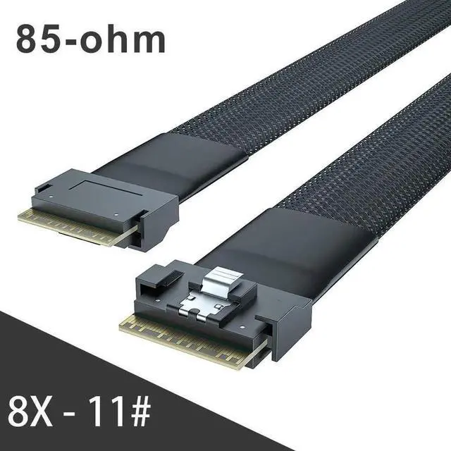 Alt view image 3 of 3 - 24Gbps SlimSAS SFF-8654 8i PCIe 4.0 Internal Cable, 85-ohm High Density Server NVMe Storage Cord 0.75-0.8M