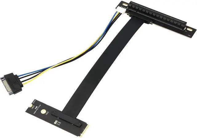 Main image of 200mm 90 Degree Left Angle M.2 NVMe M-Key to PCIe X16 Flexible Riser Cable, NGFF PCIe Extender Adapter for GPU SSD Capture Card