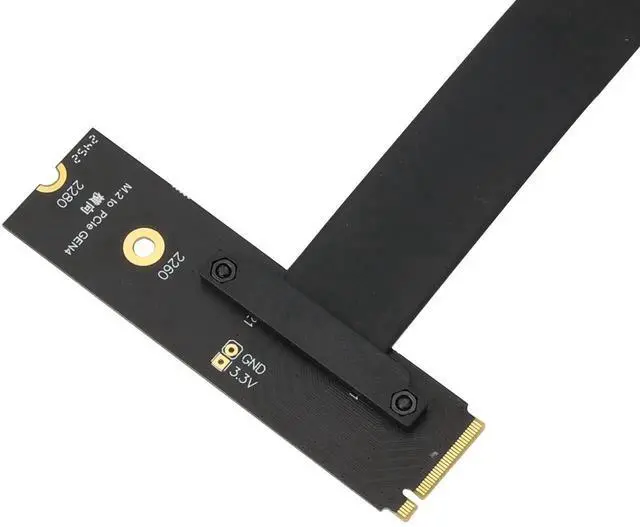 Alt view image 3 of 6 - 200mm 90 Degree Left Angle M.2 NVMe M-Key to PCIe X16 Flexible Riser Cable, NGFF PCIe Extender Adapter for GPU SSD Capture Card