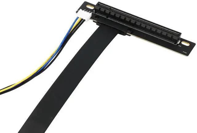 Alt view image 6 of 6 - 200mm 90 Degree Left Angle M.2 NVMe M-Key to PCIe X16 Flexible Riser Cable, NGFF PCIe Extender Adapter for GPU SSD Capture Card