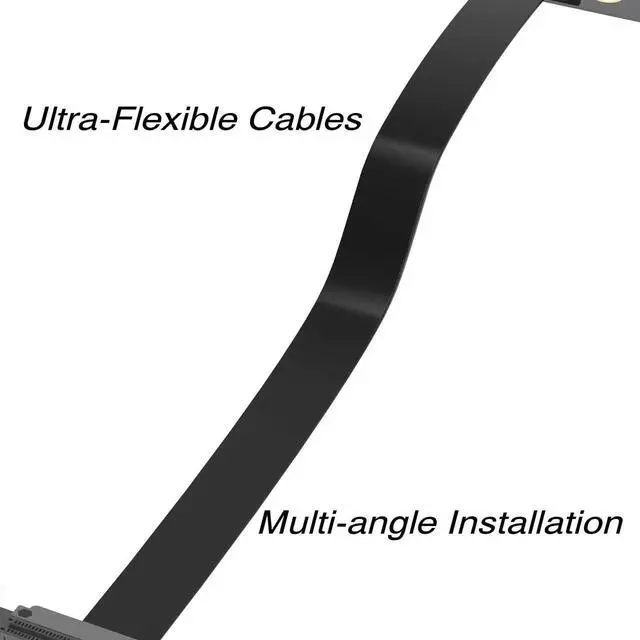Alt view image 2 of 6 - 200mm 90 Degree Left Angle M.2 NVMe M-Key to PCIe X16 Flexible Riser Cable, NGFF PCIe Extender Adapter for GPU SSD Capture Card