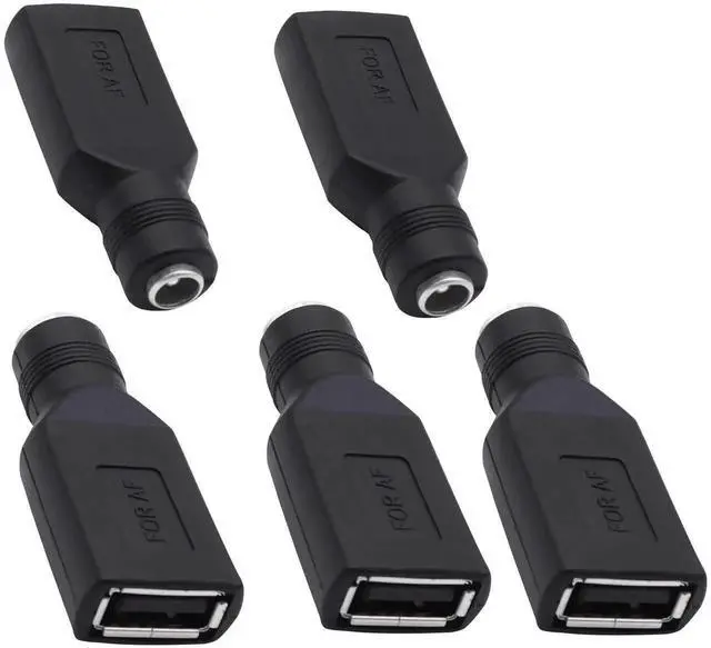Main image of 5Pcs USB A Female to DC 5.5x2.1mm Female Adapter, DC5521 Power Charging Converter Connector for Small Fan LED Lamp Phone Laptop
