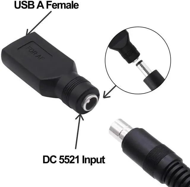 Alt view image 6 of 7 - 5Pcs USB A Female to DC 5.5x2.1mm Female Adapter, DC5521 Power Charging Converter Connector for Small Fan LED Lamp Phone Laptop