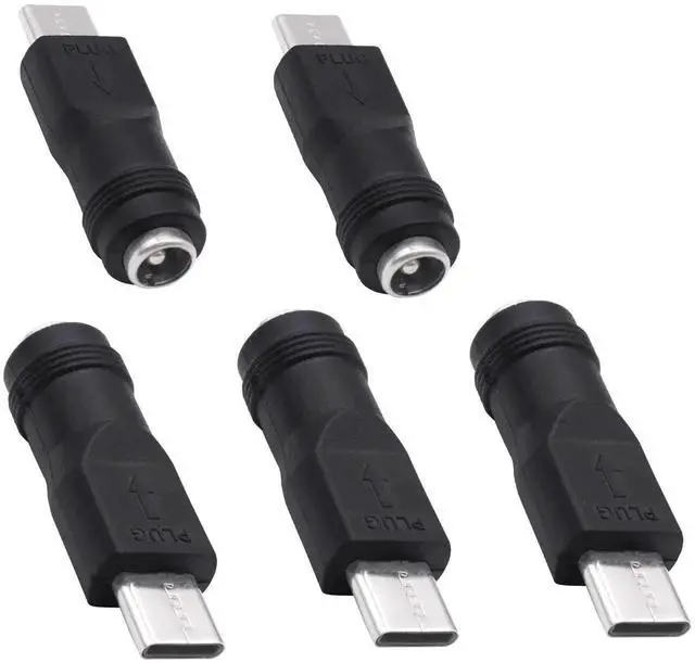 Main image of 5Pcs DC 5.5x2.1mm Female to USB C Male Power Adapter, 5V DC5521 Barrel Jack to Type C Charging Converter for Phone Fan LED Lamp