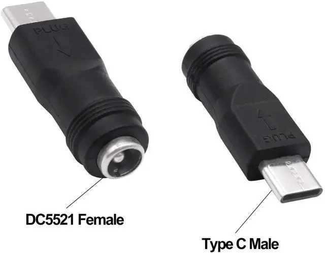 Alt view image 6 of 7 - 5Pcs DC 5.5x2.1mm Female to USB C Male Power Adapter, 5V DC5521 Barrel Jack to Type C Charging Converter for Phone Fan LED Lamp