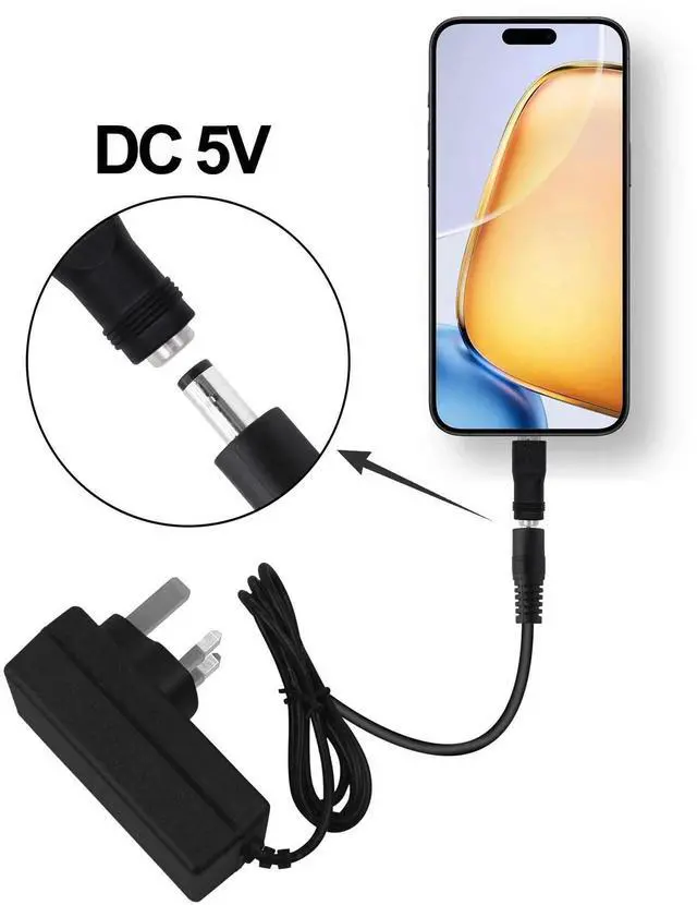 Alt view image 7 of 7 - 5Pcs DC 5.5x2.1mm Female to USB C Male Power Adapter, 5V DC5521 Barrel Jack to Type C Charging Converter for Phone Fan LED Lamp