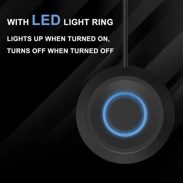 Alt view image 2 of 7 - 2M Cable External PC Power Switch Button, LED Round On Off Push Button Desktop Computer Case Remote Boot Switch Black White for Motherboard Startup