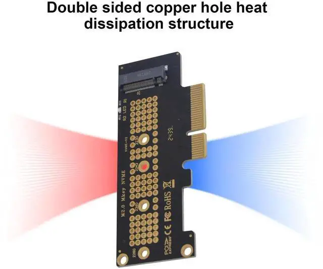 Alt view image 6 of 7 - M.2 NVMe to PCIe 4.0 X4 Adapter Card, NVMe AHCI SSD PCIe Expansion Card Support 2230 2242 2260 2280 SSD Fit PCIe X4 X8 X16 Slot