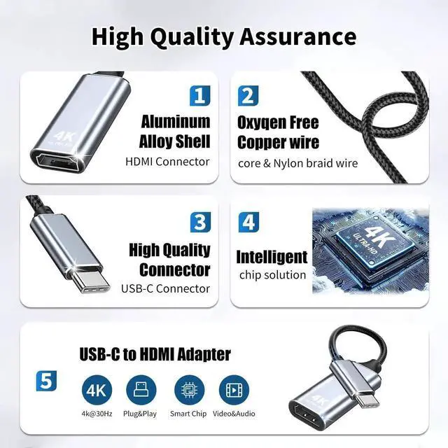 Alt view image 5 of 7 - USB C to HD Video Adapter, High Speed Type-C to HD Converter Compatible with iPhone 15 Series MacBook iPad Samsung Laptop Tablet