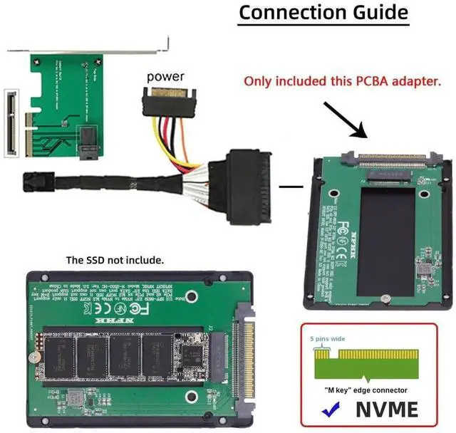 Alt view image 5 of 7 - SFF-8639 U.2 to M.2 M-Key NVMe SSD Enclosure, PCIe SSD Adapter Case Compatible with 750 P3600 P3700 SSD for Motherboard