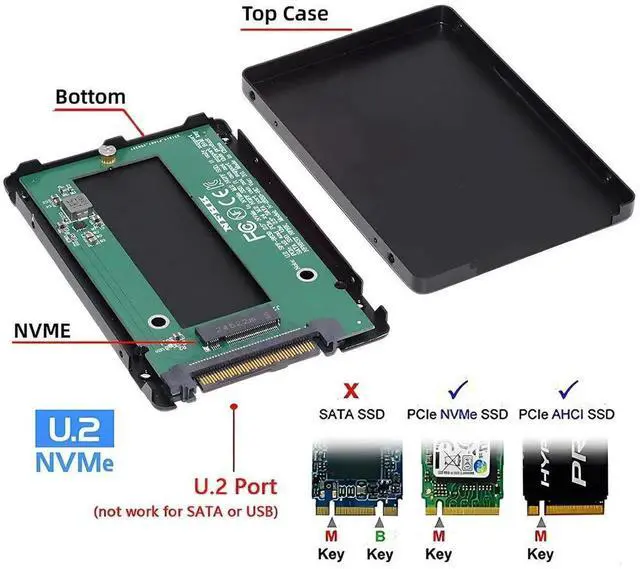 Alt view image 6 of 7 - SFF-8639 U.2 to M.2 M-Key NVMe SSD Enclosure, PCIe SSD Adapter Case Compatible with 750 P3600 P3700 SSD for Motherboard