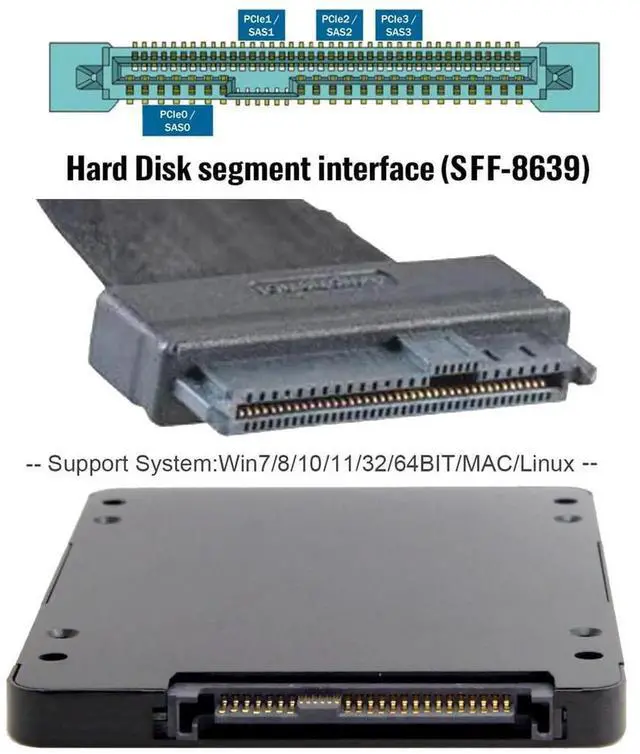 Alt view image 4 of 7 - SFF-8639 U.2 to M.2 M-Key NVMe SSD Enclosure, PCIe SSD Adapter Case Compatible with 750 P3600 P3700 SSD for Motherboard