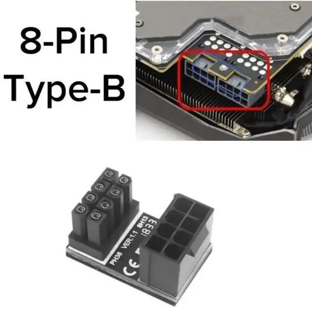 Alt view image 2 of 7 - 180 Degree U-Turn GPU Power Adapter Board, VGA 6Pin 8Pin PCIe Angle Steering Connector for Graphics Card
