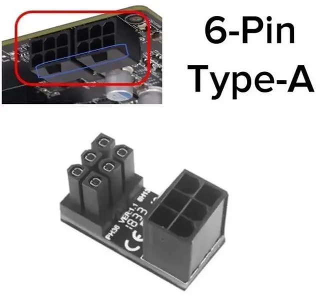 Alt view image 4 of 7 - 180 Degree U-Turn GPU Power Adapter Board, VGA 6Pin 8Pin PCIe Angle Steering Connector for Graphics Card