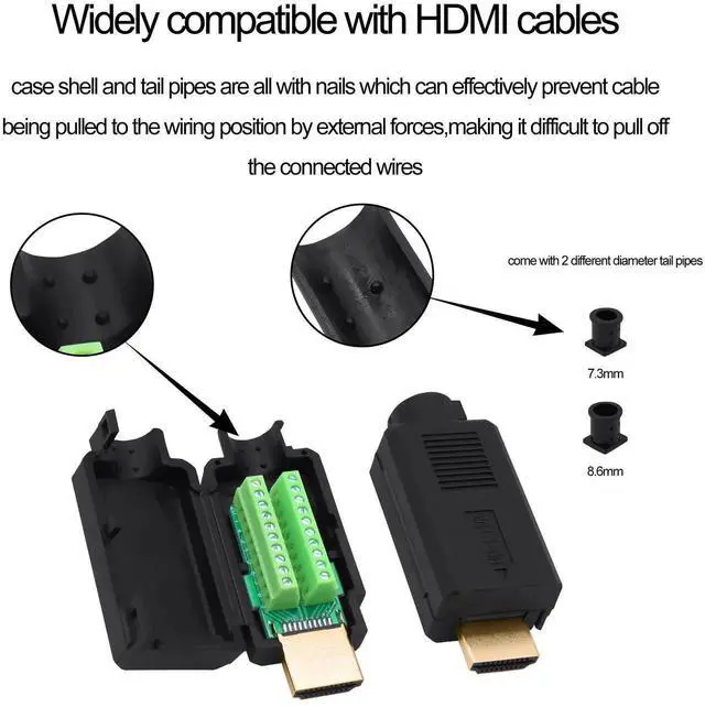 Alt view image 7 of 7 - HDMI Solderless Male Screw Terminal Block Adapter, Quick Breakout Board Signal Module with Housing for DIY HDMI Cable Repair & Wiring Project