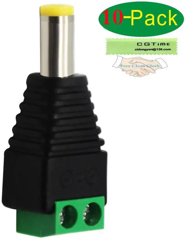 Alt view image 5 of 7 - 10 Pack DC 5.5x2.1mm Male Barrel Power Jack to 2 Pin Screw Terminal Adapter Connector 12V for CCTV Camera LED Strip DVR