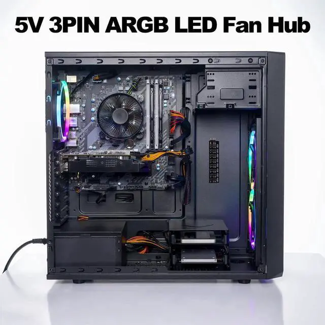 Alt view image 2 of 7 - 2Pcs 35CM 5V 3Pin ARGB Splitter Hub 1 to 8 Way RGB Fan Sync Controller Extension Cable for Motherboard Lighting Sync