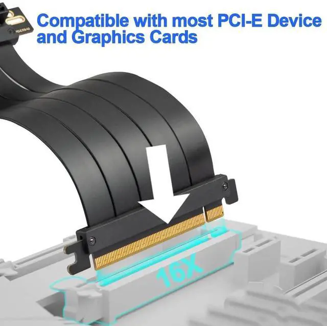 Alt view image 6 of 6 - 300mm 90 Degree PCIe 4.0 X16 Flexible Riser Cable High Speed GPU Extension Cord Compatible with RTX 30 40 Series & PCIe 3.0 Motherboard System