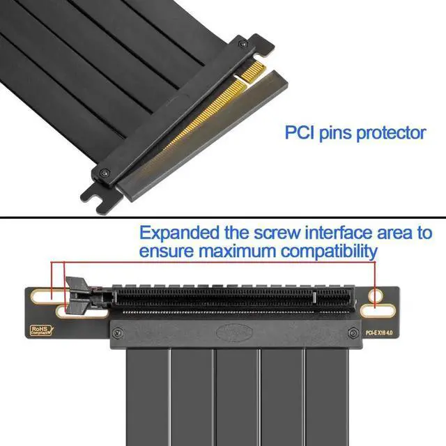 Alt view image 3 of 6 - 300mm 90 Degree PCIe 4.0 X16 Flexible Riser Cable High Speed GPU Extension Cord Compatible with RTX 30 40 Series & PCIe 3.0 Motherboard System