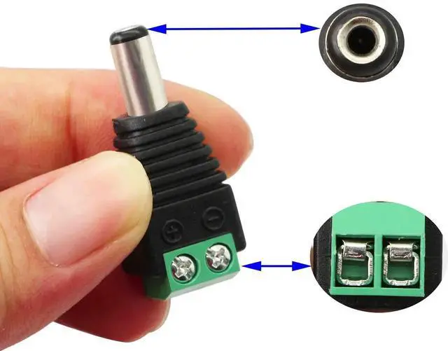 Alt view image 4 of 7 - 20 Pack DC 5.5x2.1mm Male Barrel Plug to 2 Pin Screw Terminal Power Connector 12V for CCTV Camera LED Strip DVR