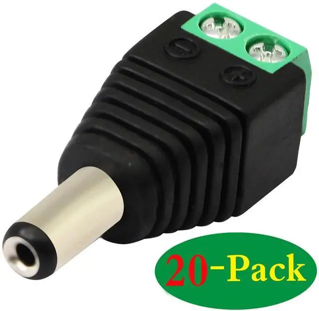 Alt view image 5 of 7 - 20 Pack DC 5.5x2.1mm Male Barrel Plug to 2 Pin Screw Terminal Power Connector 12V for CCTV Camera LED Strip DVR