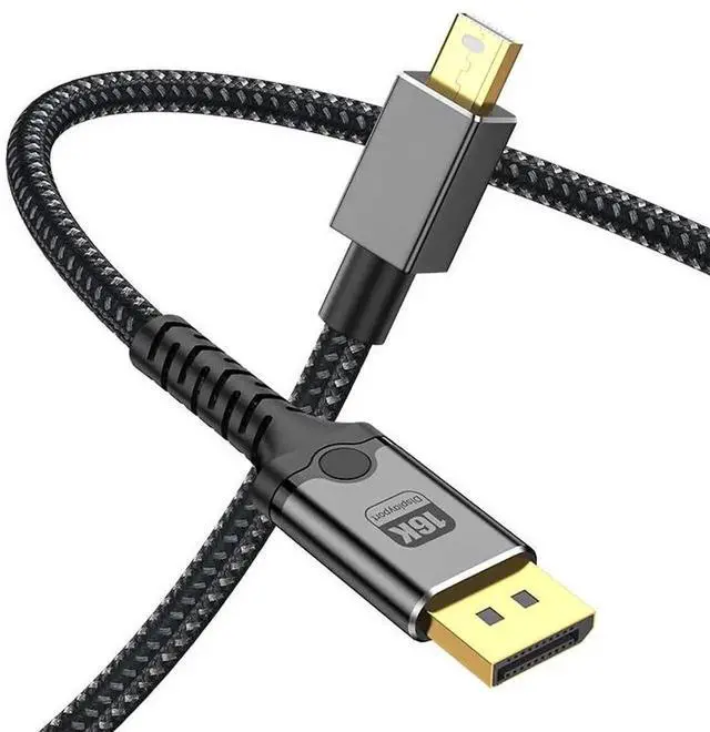 Main image of 16FT Bi-Directional Mini DisplayPort to DisplayPort 2.1 Cable 80Gbps 16K@60Hz 8K@120Hz HDR Thunderbolt 2 Compatible for MacBook Gaming Laptop Monitor