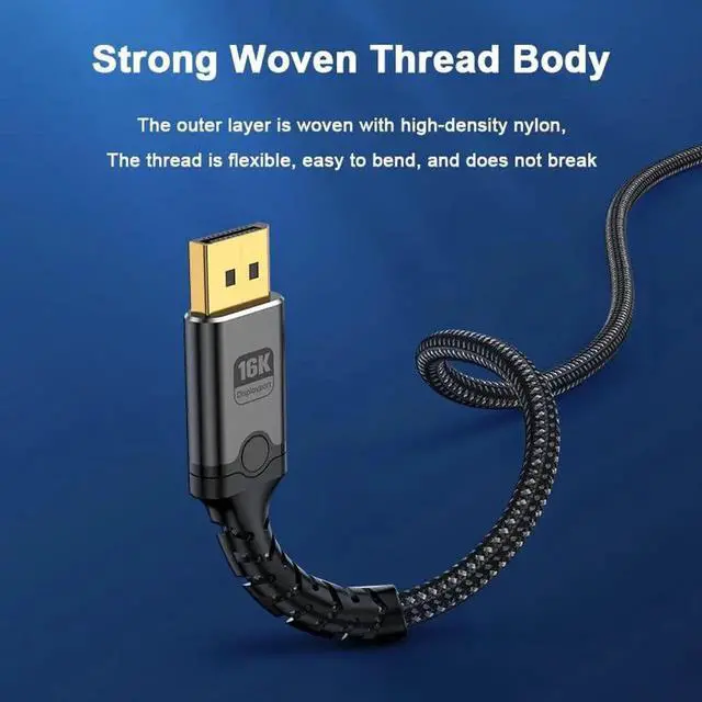 Alt view image 5 of 7 - 16FT Bi-Directional Mini DisplayPort to DisplayPort 2.1 Cable 80Gbps 16K@60Hz 8K@120Hz HDR Thunderbolt 2 Compatible for MacBook Gaming Laptop Monitor