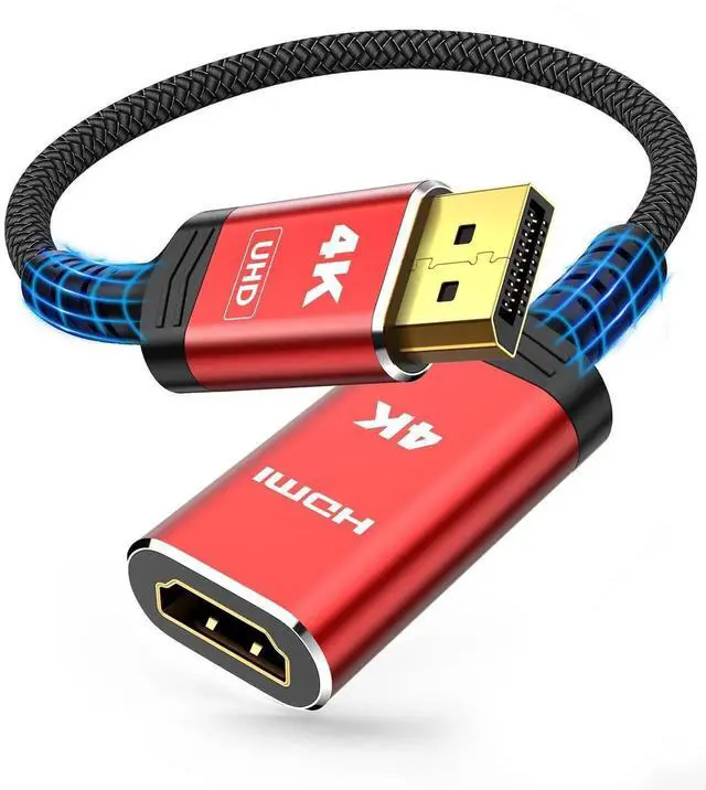 Main image of 1FT 30CM Uni-Directional DP to HDMI Cable Passive 4K UHD DisplayPort Male to HDMI Female Adapter Cord Support 2K@60Hz 1080P@120Hz for Computer GPU AMD Monitor