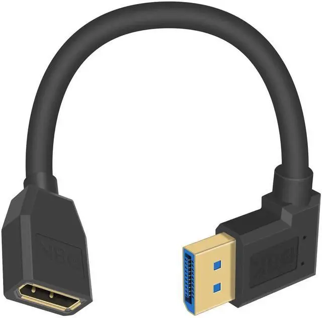 Main image of 15cm 90 Degree Right Angle DisplayPort 1.4 Extension Cable 32.4Gbps 8K@60Hz 4K@144Hz Male to Female Short DP Extender Cord for PC Laptop