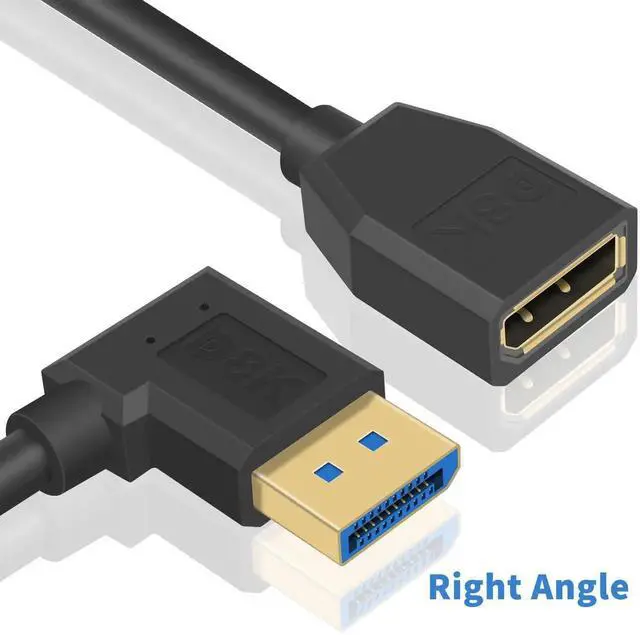 Alt view image 3 of 7 - 15cm 90 Degree Right Angle DisplayPort 1.4 Extension Cable 32.4Gbps 8K@60Hz 4K@144Hz Male to Female Short DP Extender Cord for PC Laptop